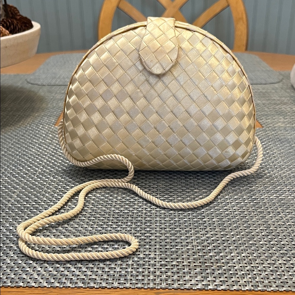 Whiting & Davis Gold Woven Clutch